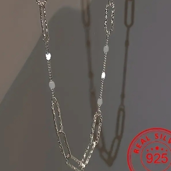 Sterling Silver 925 Dazzling Paperclip Chain Necklace - Vintage-Inspired Chain - Picture 5 of 5